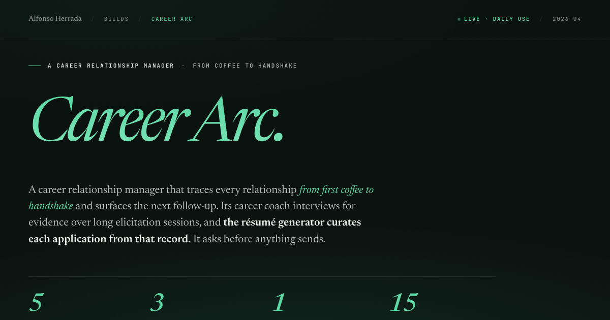 Career Arc: a career relationship manager, from coffee to handshake.